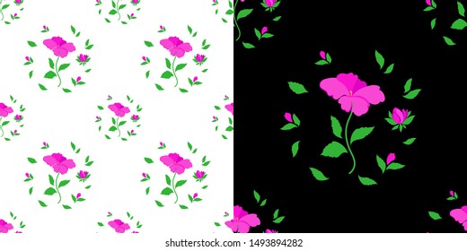 Summer flowers seamless pattern of pink flowers