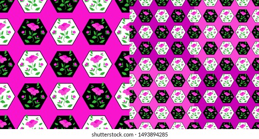 Summer flowers seamless pattern of pink flowers