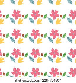 Summer flowers seamless pattern. Stock vector illustration