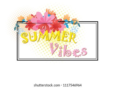 summer flowers, summer vibrations on a light background Halftone. Colorful vector illustration .Vector. EPS 10