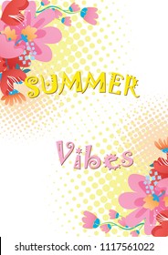 summer flowers, summer vibrations on a light background Halftone. Colorful vector illustration .Vector. EPS 10