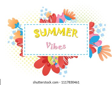 summer flowers, summer vibrations on a light background Halftone. Colorful vector illustration .Vector. EPS 10
