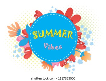 summer flowers, summer vibrations on a light background Halftone. Colorful vector illustration .Vector. EPS 10
