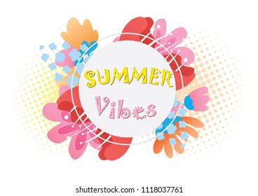 summer flowers, summer vibrations on a light background Halftone. Colorful vector illustration .Vector. EPS 10