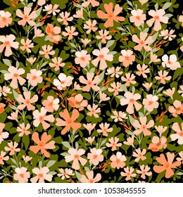 Summer flowery print. Meadow flowers pattern for design background textile, wallpaper, wrapping, paper.