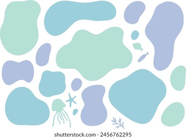 
Summer fluffy hand-drawn frame set