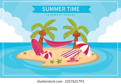 Summer flyer banner vector editable