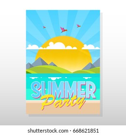 Summer Flyer or Brochure in Flat Style Design Vector
