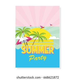 Summer Flyer or Brochure in Flat Style Design Vector