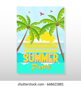Summer Flyer or Brochure in Flat Style Design Vector