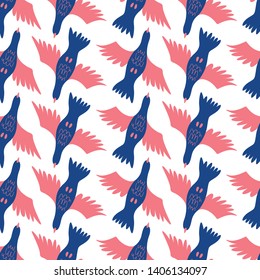 Summer flying birds vector seamless pattern