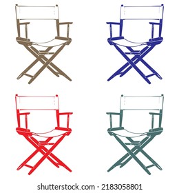 Summer Folding Chair Vector Illustration. Director s Chair Isolated On A White background
