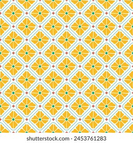 Summer folk art ornament. Vector seamless pattern with flower. Scandinavian collection. Surface cover design. Fabric textile print.