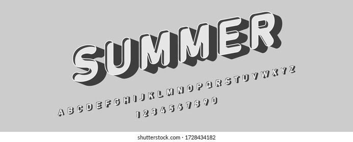 Diseño de fuentes y números de verano.Ilustración vectorial.