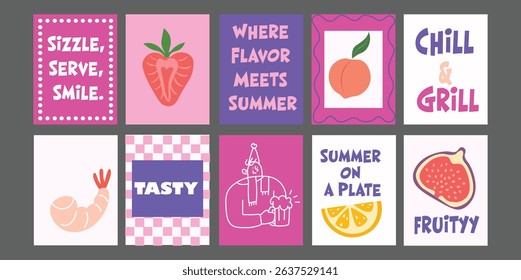 Summer Food Banner with Colorful Produce. Great for summer food promotions, menu boards, and wellness campaigns. Natural, bold, and perfect for stock marketplaces.