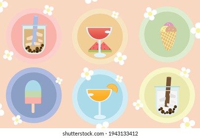 Summer food and drink ice cream and milk