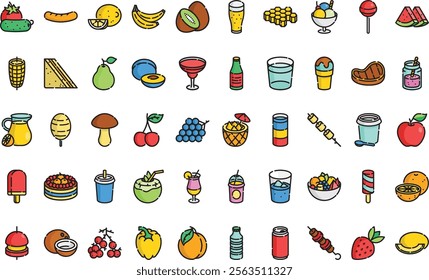 Summer food drink icons High-Quality Vector Icons Collection with Editable Stroke. Ideal for Professional and Creative Projects.