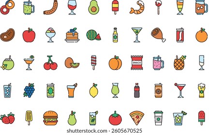 Summer food and drink icons High-Quality Vector Icons Collection with Editable Stroke. Ideal for Professional and Creative Projects