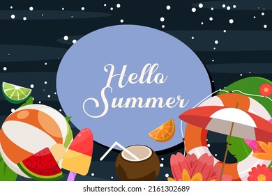 Summer food and fruits elements background