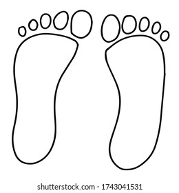 Sommerfußabdrücke in der Sand-Linie Vektor-Illustration handgezeichnete Doodles isoliert von weißem Hintergrund