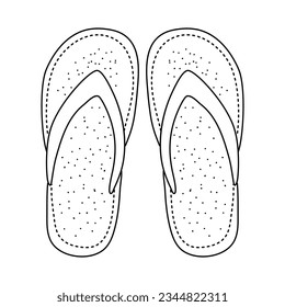 summer footwear. doodle cartoon flip flops isolated on white