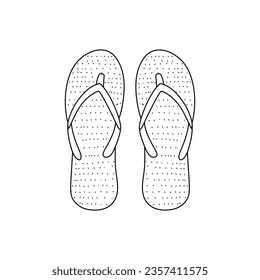 summer footwear. doodle cartoon flip flops isolated on white