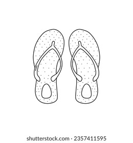 summer footwear. doodle cartoon flip flops isolated on white