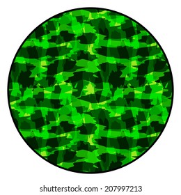 Summer forest camouflage round button. Vector illustration.