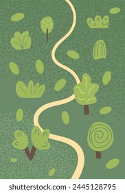 Sommerwaldlandschaft Natur Hintergrund. Abstrakte Banner Vorlage mit Bäumen. Karte mit Natur-Umwelt-Dekoration. Texturierte Vektorgrafik