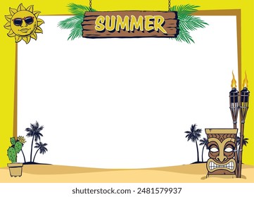 Summer Frame Background Design Concept with Summer Object