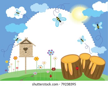 Summer  frame with bees