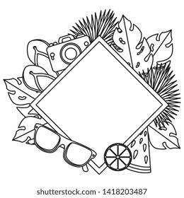 summer frame with camera and fruits