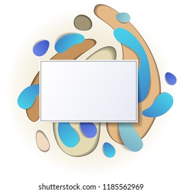Summer frame with copy space for text design template, flyer, poster, card, banner, advertising layout, abstract curve shapes vector modern style paper cut 3d illustration.