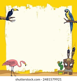 
Summer Frame Design with Tropical Bird