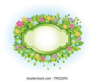 summer frame with flowers and leaves