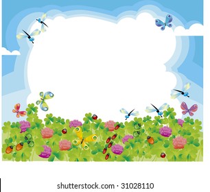 summer frame with fly and grass