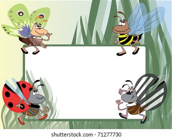 Summer frame with insects