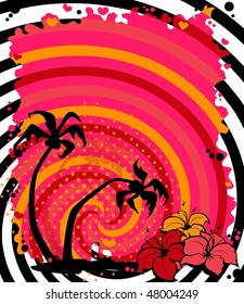 summer frame with palm tree