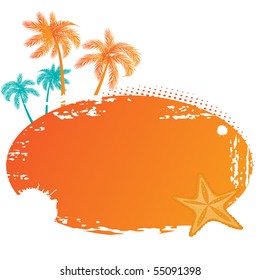Summer frame with palms and starfish