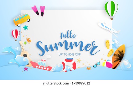 Summer frame poster. banner  vector illustration and design for poster card,