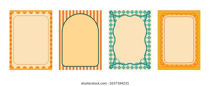 Summer frame, poster, invitation border, whismical wavy 