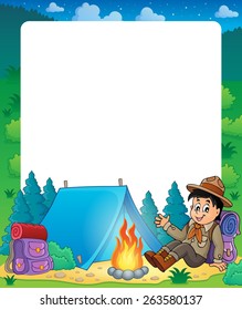 Summer frame with scout boy theme - eps10 vector illustration.