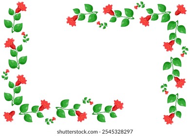Summer Frame template design with beautiful Hibiscus Flowers and copy space. Summer corner isolated white background. Vector illustration can used wedding invitation template design. EPS 10