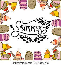 Summer Frame Text Template Vector Background