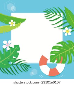 summer frame with tropical plants