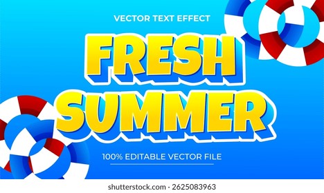 Verano fresco efecto de estilo de texto 3d temática feliz vacaciones de verano