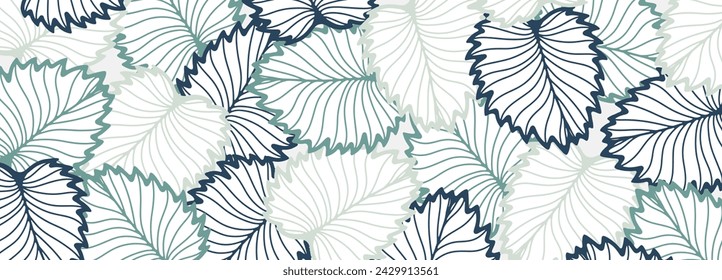 Summer fresh abstract design with green leaves. Vector botanical card, poster, banner, wallpaper.