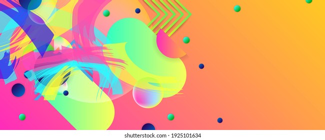 Verano fresco alegre abstracto simple color jugoso brillante fondo con elementos geométricos, líneas y puntos para texto, diseño universal, concepto de banner