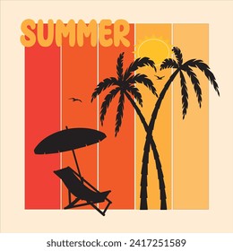 Summer - Fresh colors and minimalist artwork style. Printable and editable design for t-shirts, mugs, cases, etc.