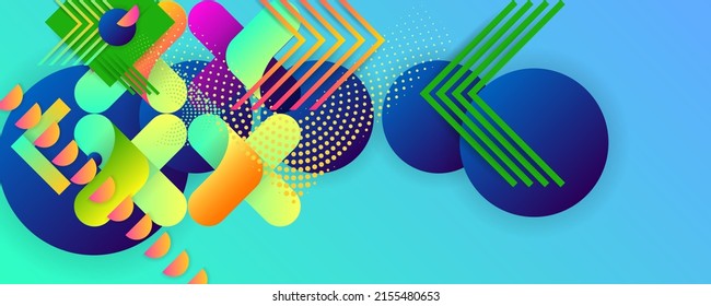 Summer fresh design Abstract geometry New bright juicy summer abstract fluid creative banner, trendy bright neon colors with dynamic lines